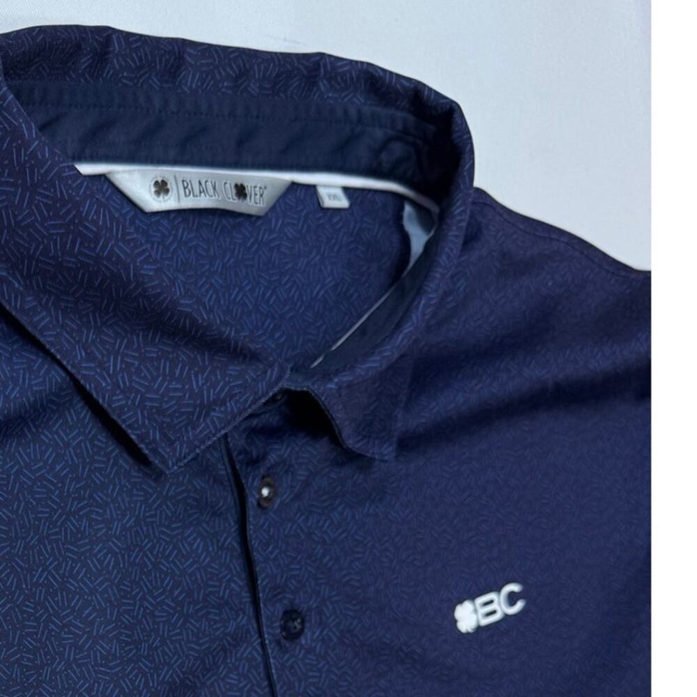 Black Clover Polo Men 2xl Shirt Blue AOP Print Golf Performance Stretch
